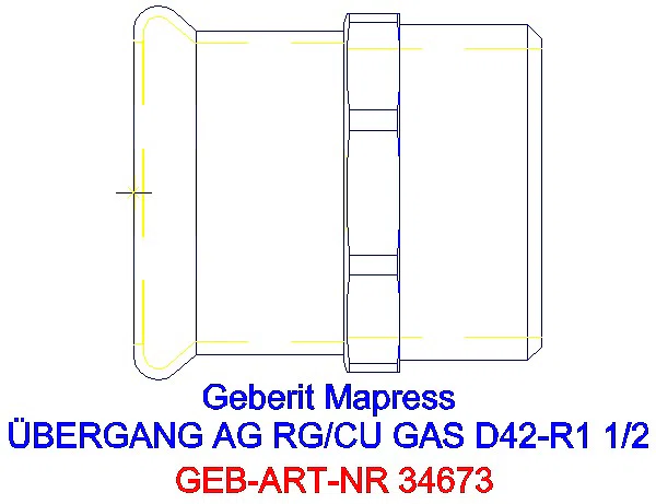 GE Mapress Kupfer Übergang mit AG (Gas) Rg d42-R1 1/2_34673_G