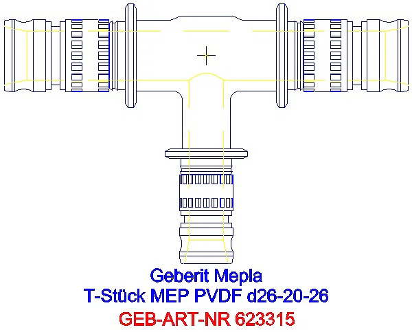 GE Mepla T-Stück reduziert PVDF d26-20-26_623.315.00.5_A