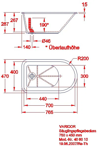 Bambini asymmetrische Badewanne 47x28,5x76,5cm, weiß_kgv_säugling_406010