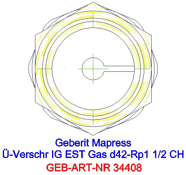 GE Mapress Edelstahl Übergangsverschr. mit IG (Gas) d42-Rp1 1/2_34408_L