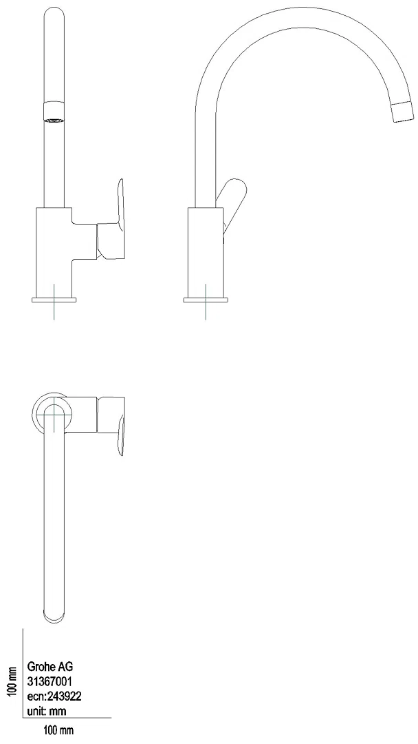 GROHE Einhand-Spültischbatterie BauEdge 31367_1 hoher Auslauf chrom