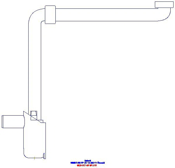 GE Tauchrohrsiphon für WB, G1 1/4 d32 Raumsparmodell, Abgang horizontal_151.116.11.1_L