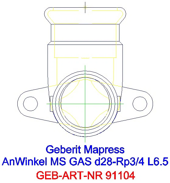 GE Mapress Kupfer Übergangswinkel 90Gr (Gas) d28-Rp3/4_91104_A