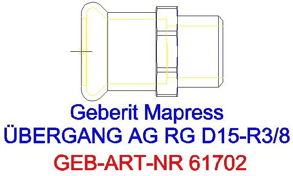 GE Mapress Kupfer Übergang mit AG Rg d15-R3/8_61702_A