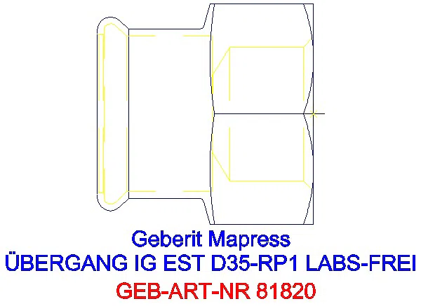 GE Mapress Edelstahl Übergang mit IG (LABS-frei) d35-Rp1_81820_A