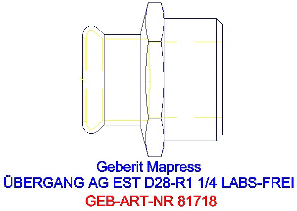 GE Mapress Edelstahl Übergang mit AG (LABS-frei) d28-R1 1/4_81718_G