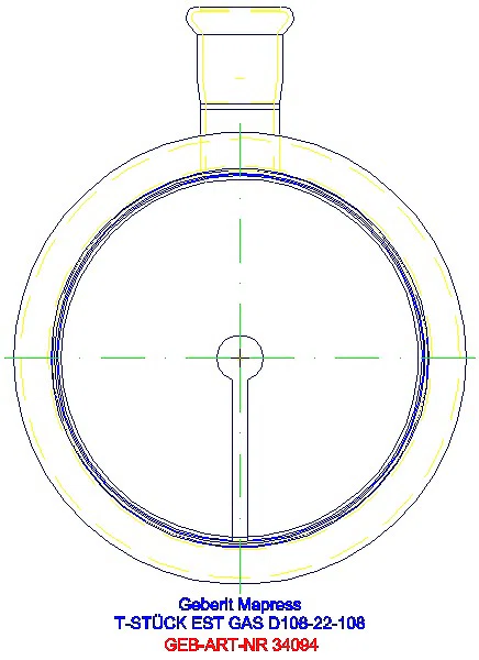 GE Mapress Edelstahl T-Stück reduziert (Gas) d108-22-108_34094_L