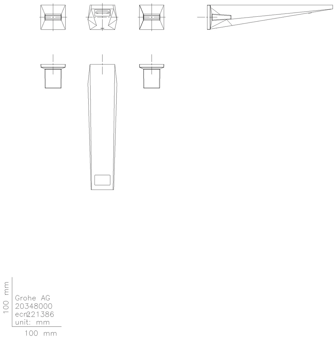 GROHE 3-L-WT-Wandbatt. Allure Brilliant 20629 FMS Ausl. 210mm hard graphite geb.