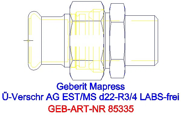 GE Mapress Edelstahl Übergangsverschr. mit AG (LABS-frei) d22-R3/4_85335_A