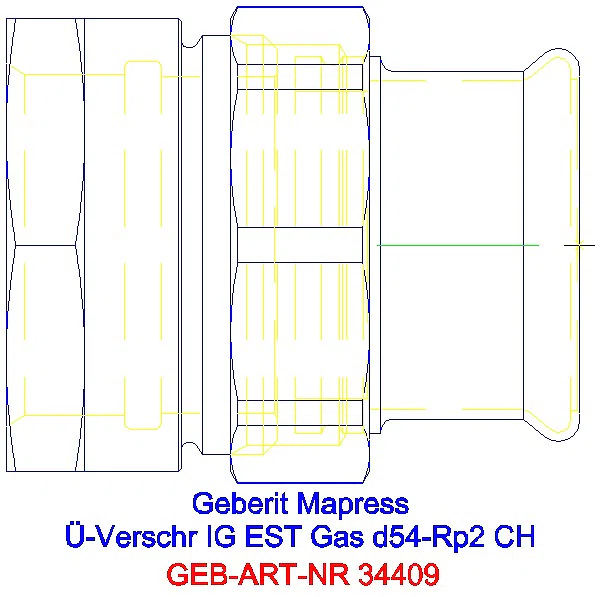 GE Mapress Edelstahl Übergangsverschr. mit IG (Gas) d54-Rp2_34409_G