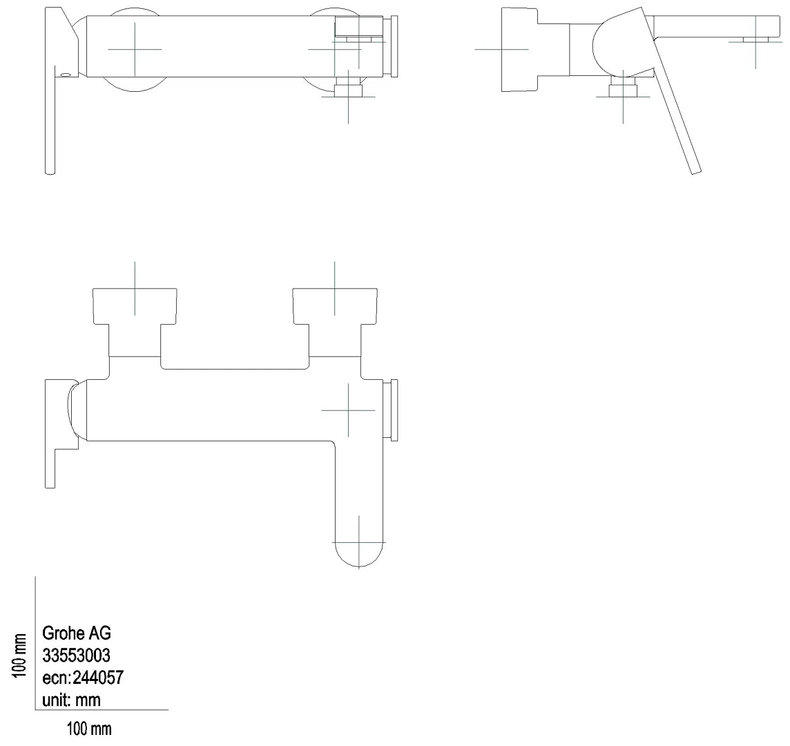 GROHE EH-Wannenbatterie Plus 33553_3 Wandmontage hard graphite gebürstet