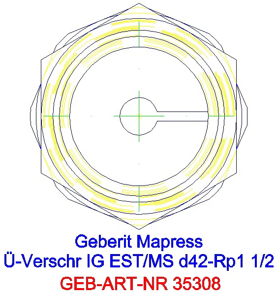GE Mapress Edelstahl Übergangsverschr. mit IG d42-Rp1 1/2_35308_L