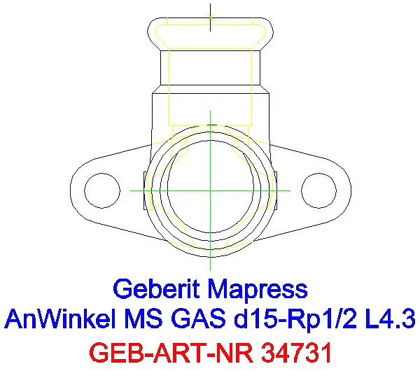 GE Mapress Kupfer Anschlusswinkel 90Gr (Gas) Ms d15-Rp1/2_34731_A