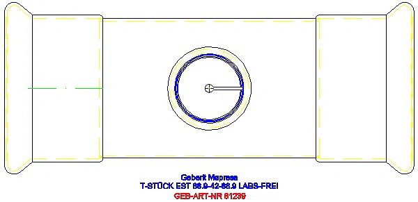 GE Mapress Edelstahl T-Stück reduziert (LABS-frei) d88,9-42-88,9_81239_G