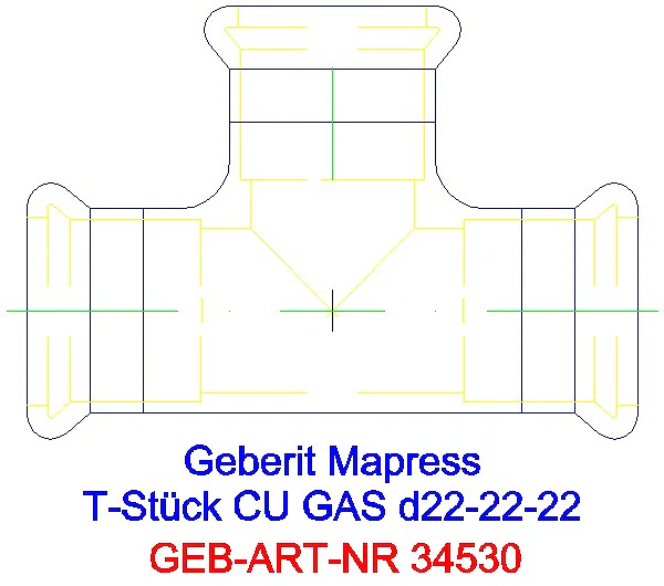 GE Mapress Kupfer T-Stück egal (Gas) d22-22-22_34530_A