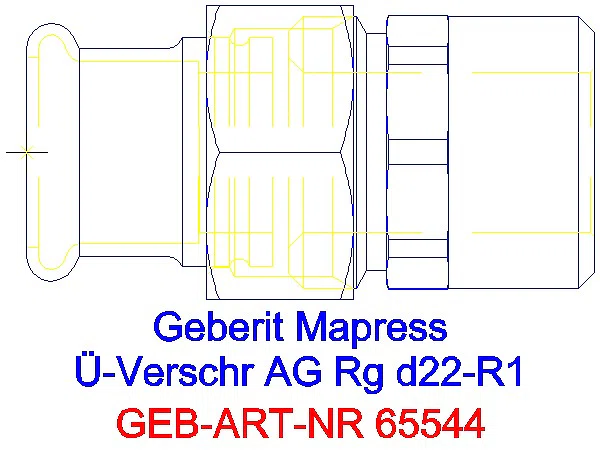 GE Mapress Kupfer Übergangsverschraubung mit AG Rg d22-R1_65544_G
