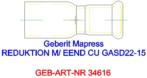 GE Mapress Kupfer Reduktion mit Einschubende (Gas blau) d22-15_34616_L