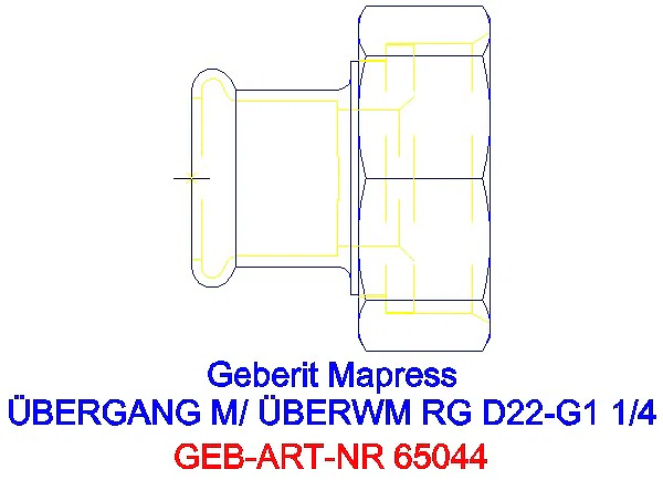GE Mapress Kupfer Übergang mit Überwurfmutter Rg d22-G1 1/4_65044_A