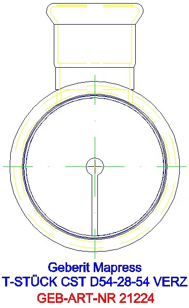 GE Mapress C-Stahl T-Stück reduziert d54-28-54 verzinkt_21224_L