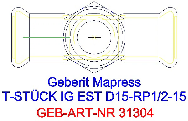 GE Mapress Edelstahl T-Stück mit IG d15-Rp1/2-15_31304_G