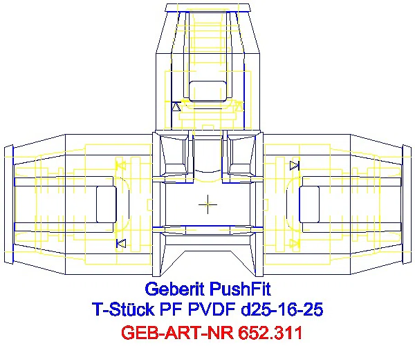 GE PushFit T-Stück reduziert PVDF d25-16-25_652.311.00.1_A