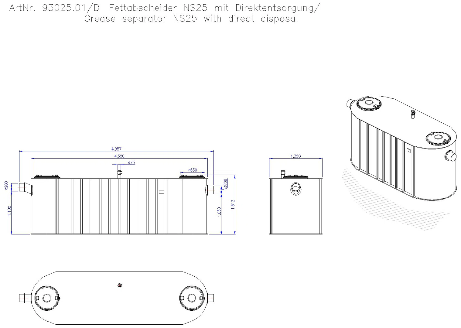 KESSEL-Fettabscheider EasyClean free NS 25, Direct