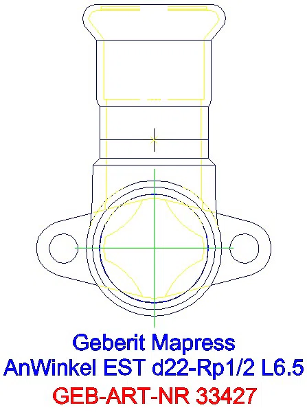 GE Mapress Edelstahl Anschlusswinkel 90Gr abgesetzt d22-Rp3/4_33427_A