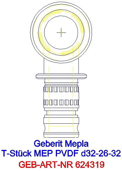 GE Mepla T-Stück reduziert PVDF d32-26-32_624.319.00.5_L
