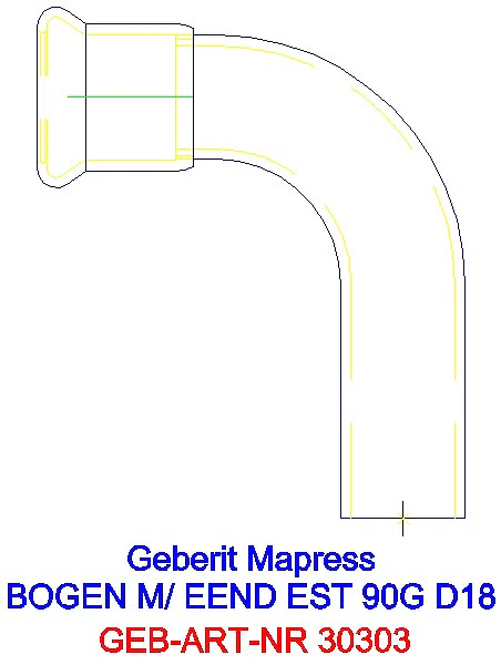 GE Mapress Edelstahl Bogen 90Gr d18 mit Einschubende_30303_A