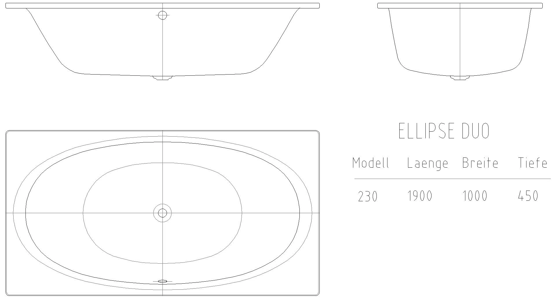 KALDEWEI ELLIPSO DUO Badewanne, 1900x1000 mm, Modell-Nr: 230