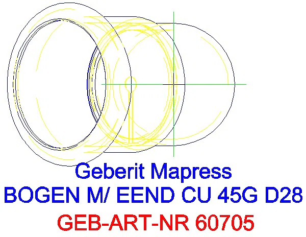GE Mapress Kupfer Bogen 45Gr mit Einschubende d28_60705_G