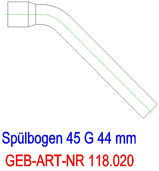 GE Spülbogenverlängerung 45Gr 30x10 cm mit Steckmuffe weiß-alpin d44_118.020.11.1_G