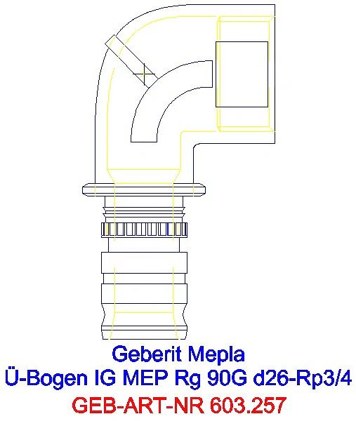 GE Mepla Übergangsbogen 90Gr mit IG Rg d26-Rp3/4_603.257.00.5_L