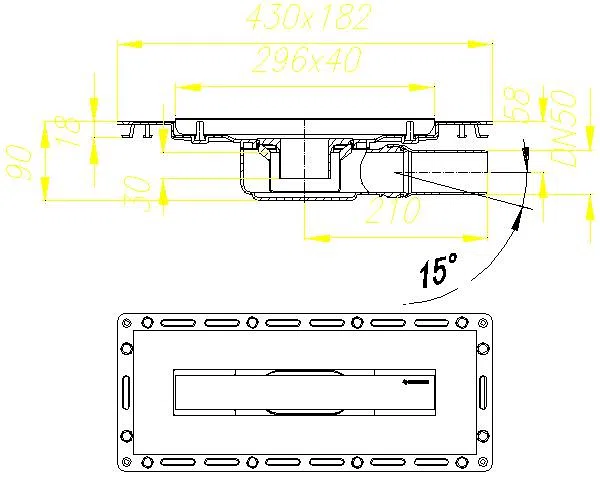 DALLMER Duschrinne TistoLine PLAN Abdeckung Standard 300 mm, DN 50