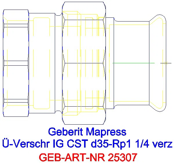 GE Mapress C-Stahl Übergangs- verschraubung mit IG d35-Rp1 1/4verzinkt_25307_A