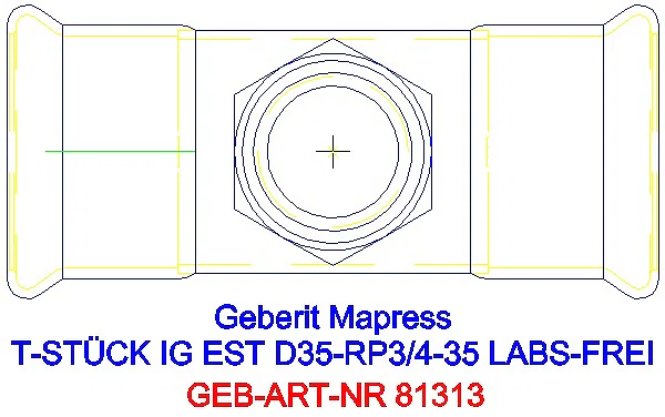 GE Mapress Edelstahl T-Stück mit IG (LABS-frei) d35-Rp3/4-35_81313_G