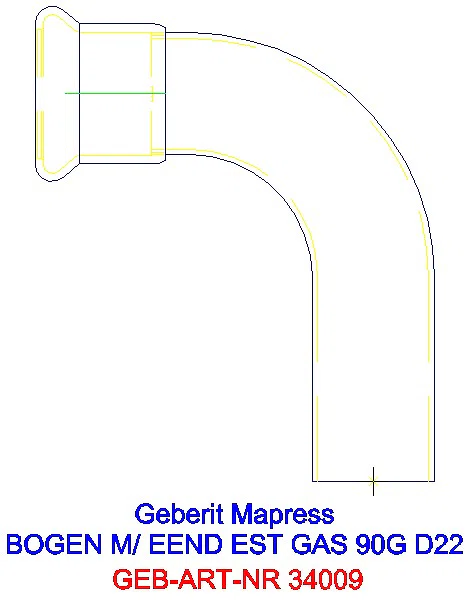 GE Mapress Edelstahl Bogen 90Gr d22 mit Einschubende (Gas)_34009_A