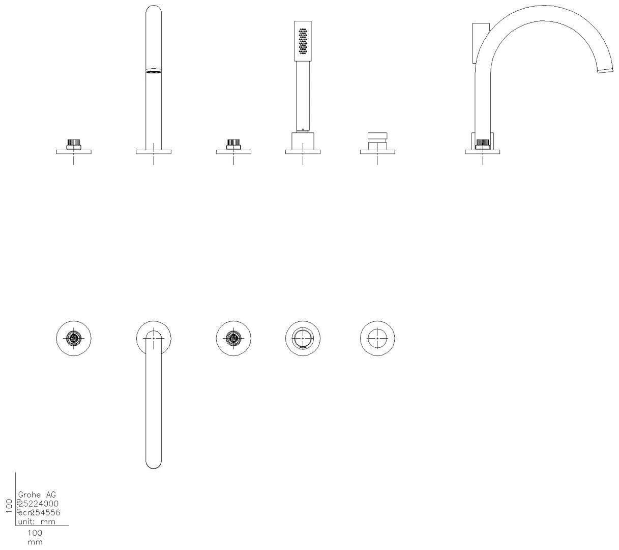 GROHE 5-L-Wannenkombin. Atrio Private C. 25224 für Hebelgriffe cool sunrise geb.