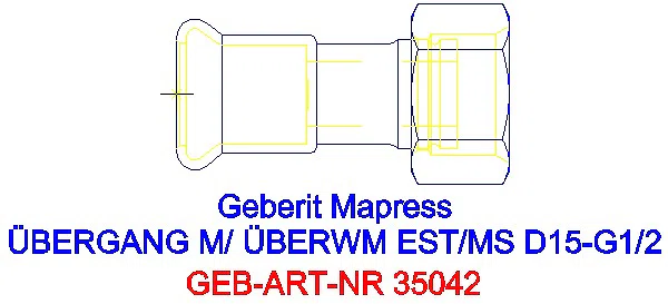 GE Mapress Edelstahl Übergang mit Überwurfmutter d15-G1/2_35042_A