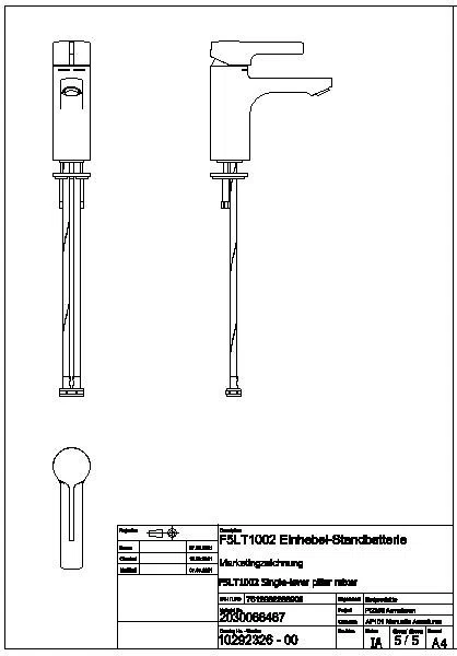 Einhebel-Standbatterie, F5, 125 mm, Hygieneoption, F5LM1034