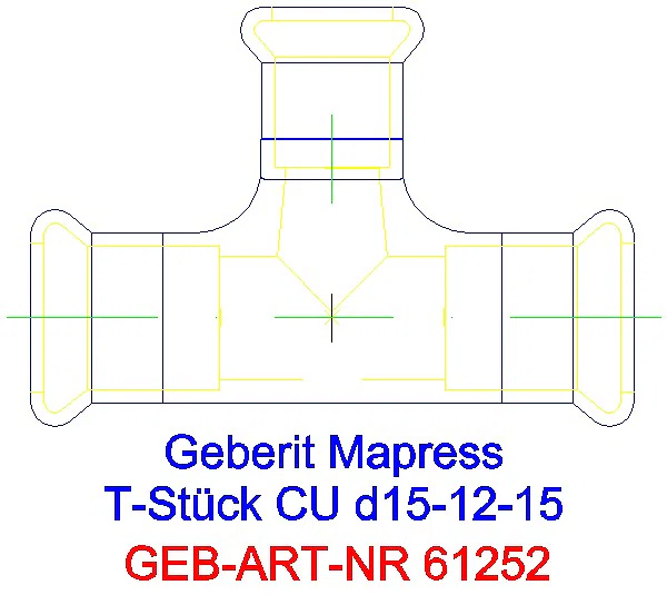 GE Mapress Kupfer T-Stück reduziert d15-12-15_61252_A