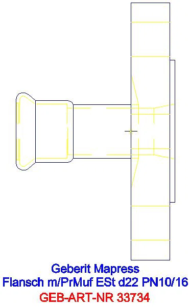 GE Mapress Edelstahl Flansch PN 10/16 mit Pressmuffe d22_33734_G