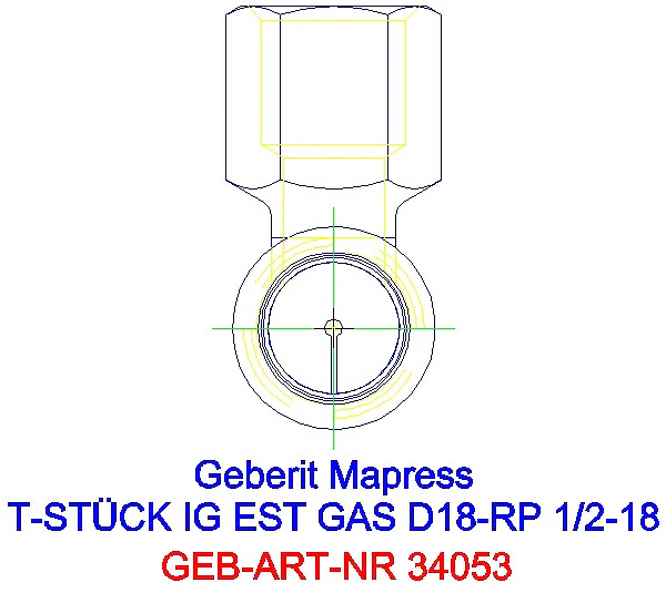 GE Mapress Edelstahl T-Stück mit IG (Gas) d18-Rp1/2-18_34053_L