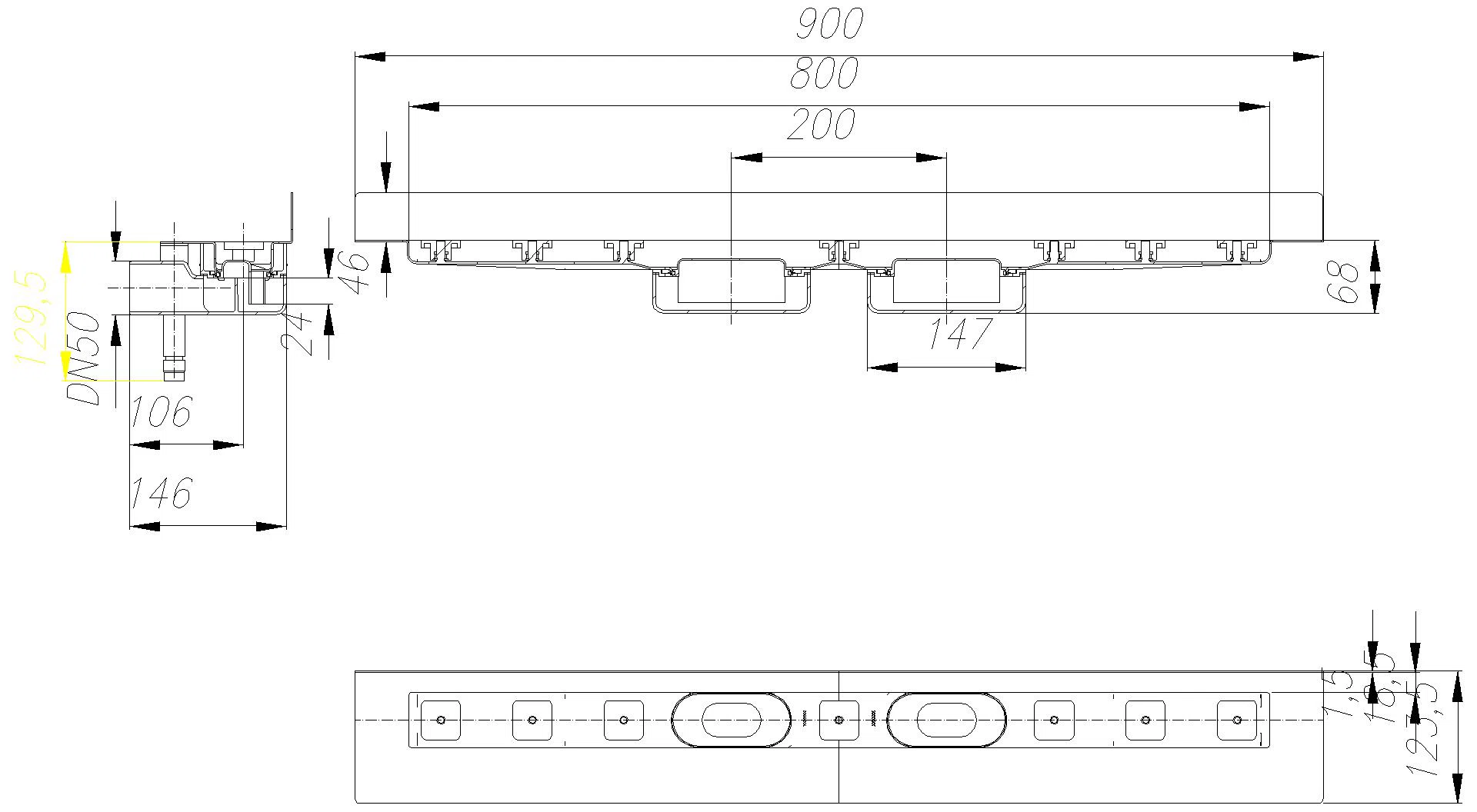 DALLMER Duschrinne CeraLine Nano W Duo 800 mm, DN 50