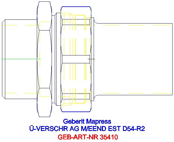 GE Mapress Edelstahl Übergangsverschr. mit AG und Einschubende d54-R2_35410_A