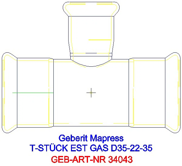 GE Mapress Edelstahl T-Stück reduziert (Gas) d35-22-35_34043_A