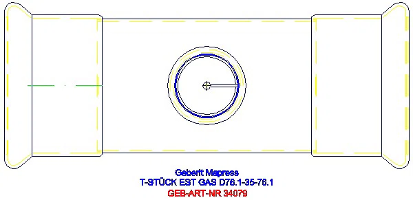 GE Mapress Edelstahl T-Stück reduziert (Gas) d76,1-35-76,1_34079_G