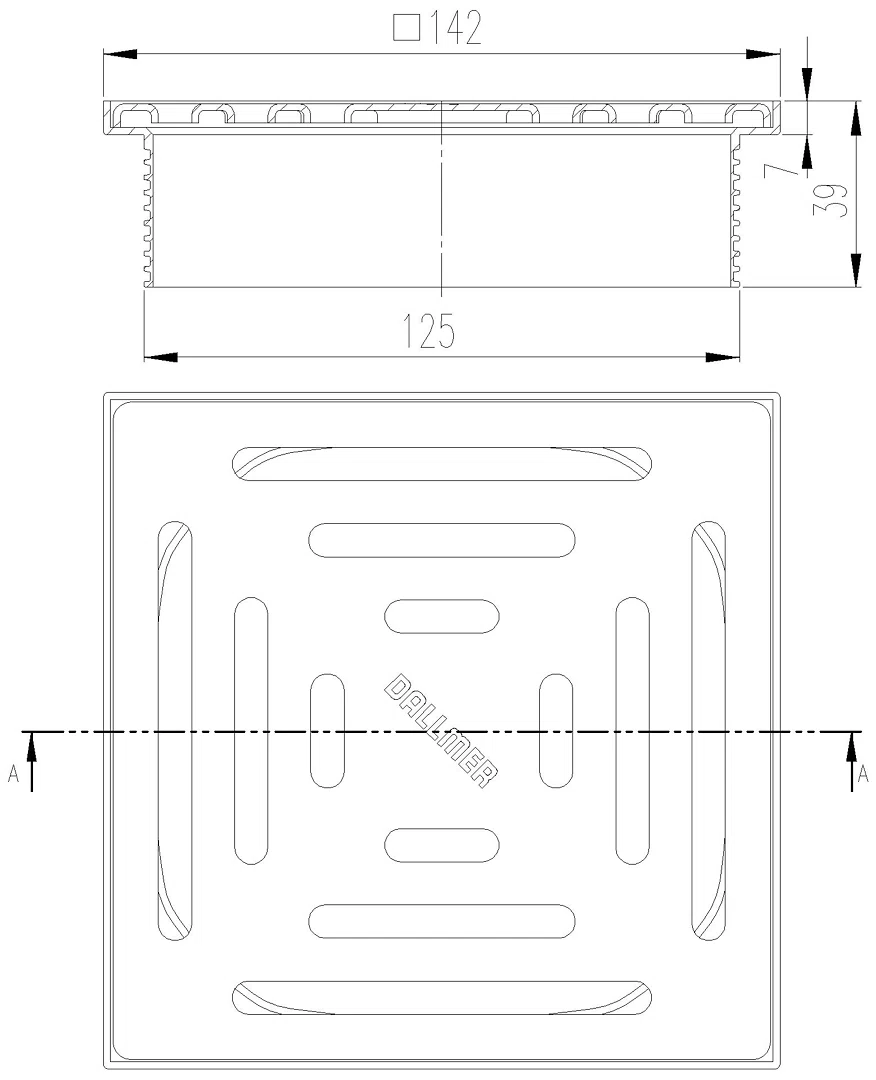 DALLMER Aufsatz DallDrain Pure, 150 x 150 mm