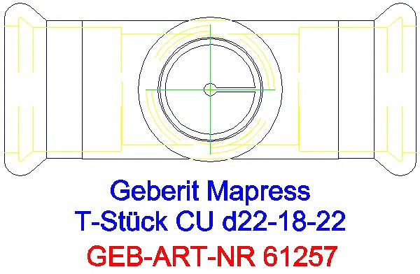 GE Mapress Kupfer T-Stück reduziert d22-18-22_61257_G