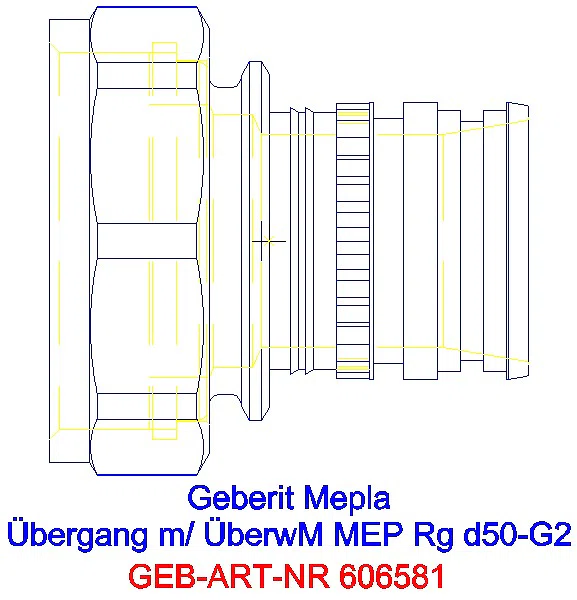 GE Mepla Übergang mit Überwurfmutter Rg d50-G2_606.581.00.5_G